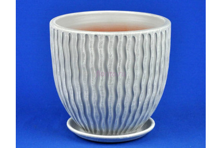 Горшок для цветов керамический с поддоном МАНЕ бутон бел/сер.20см 3-18 (43-118)