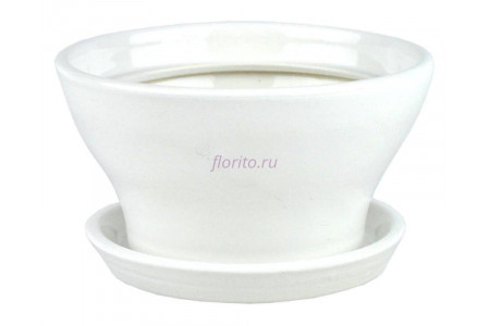 Горшок для цветов керамический с поддоном Конус №5 d17см (бел)                        