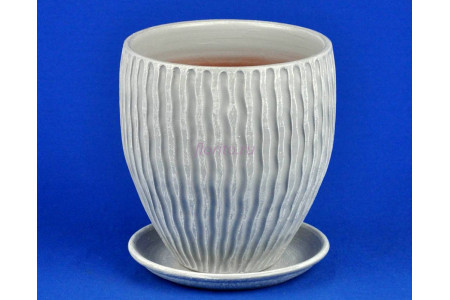Горшок для цветов керамический с поддоном Мане конус бел/сер.18см 3-18 (46-218)