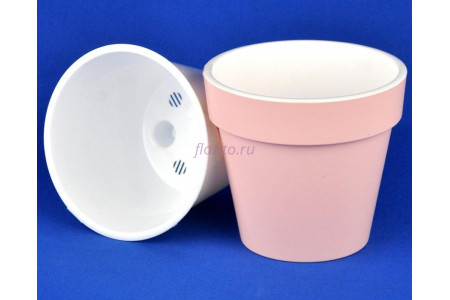 Кашпо без поддона пластиковое двойное Протея 2,3л (розовый-белый)                        