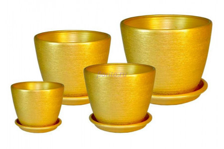 Горшки для цветов керамические в комплекте «Кассандра металлик» из 4-х шт (золото)