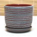 Горшок для цветов керамический с поддоном бук лофт серо-красный N1 d12см