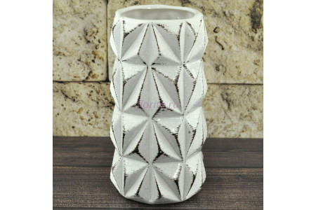ваза керамическая 11,5*11,5*22см бел., 94303