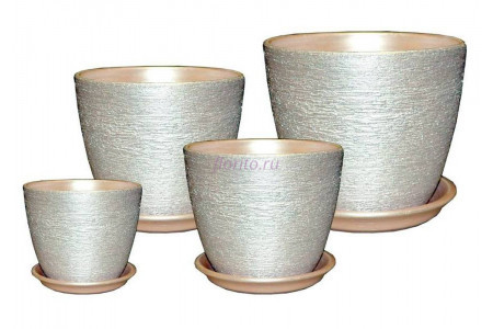 Горшки для цветов керамические в наборе из 4-х «Кассандра металлик серебро»