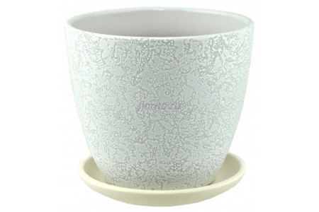 Горшок для цветов керамический с поддоном крокус маджента бел.N3 18см