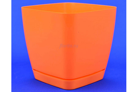 Горшок для цветов пластиковый с поддоном Toscana квадр. 2,5л с под.(ярк.оранж) (054)