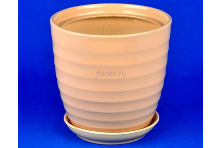 Горшок для цветов керамический с поддоном Кольца №4 d19см (беж)                       