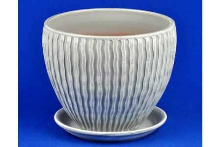 Горшок для цветов керамический с поддоном Мане классик бел/сер.20см 3-18 (45-118)