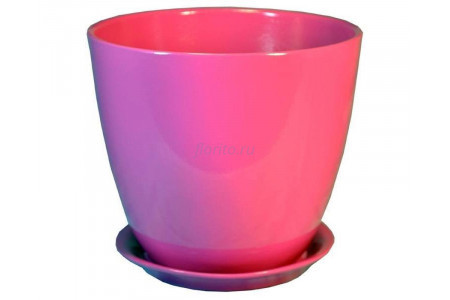 Горшок для цветов керамический с поддоном "Бутон" 15см Глянец розовый ГЛ 04/2