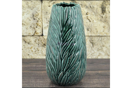 ваза керамическая 11*11*22,5см зел. , 95703
